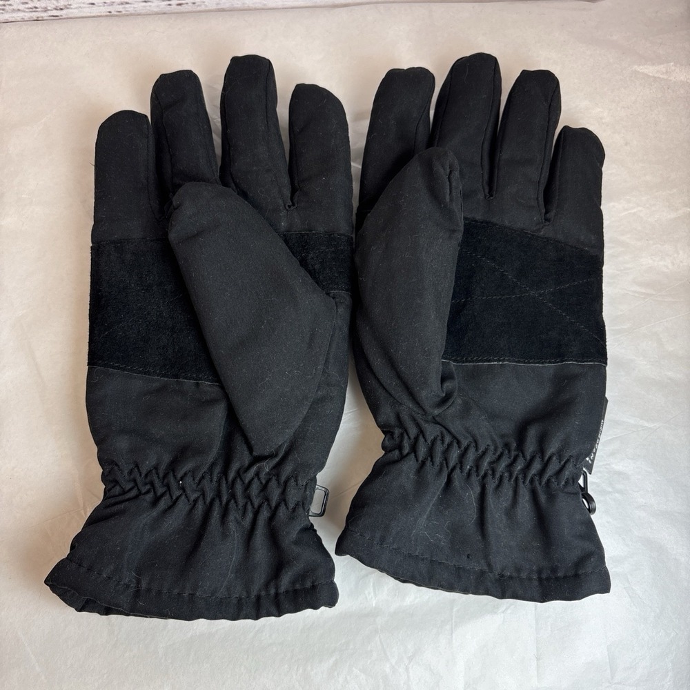 Women's L/XL Winter Gloves Thinsulate Ski Snow Black Snowflake Thermal Warm‎